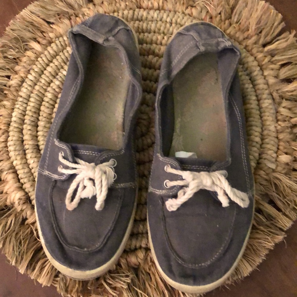 Blue slip ons